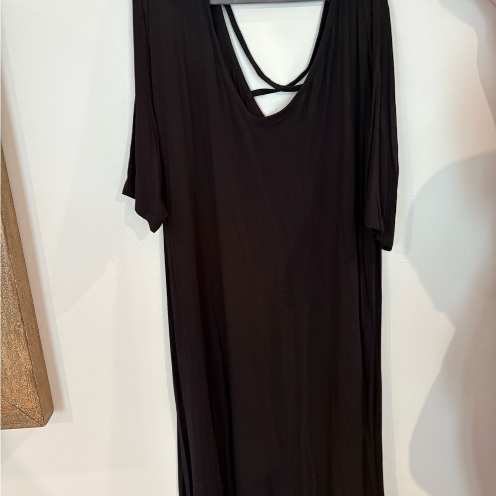 Lane Bryant Black Dolman Sleeve V-Neck Dress